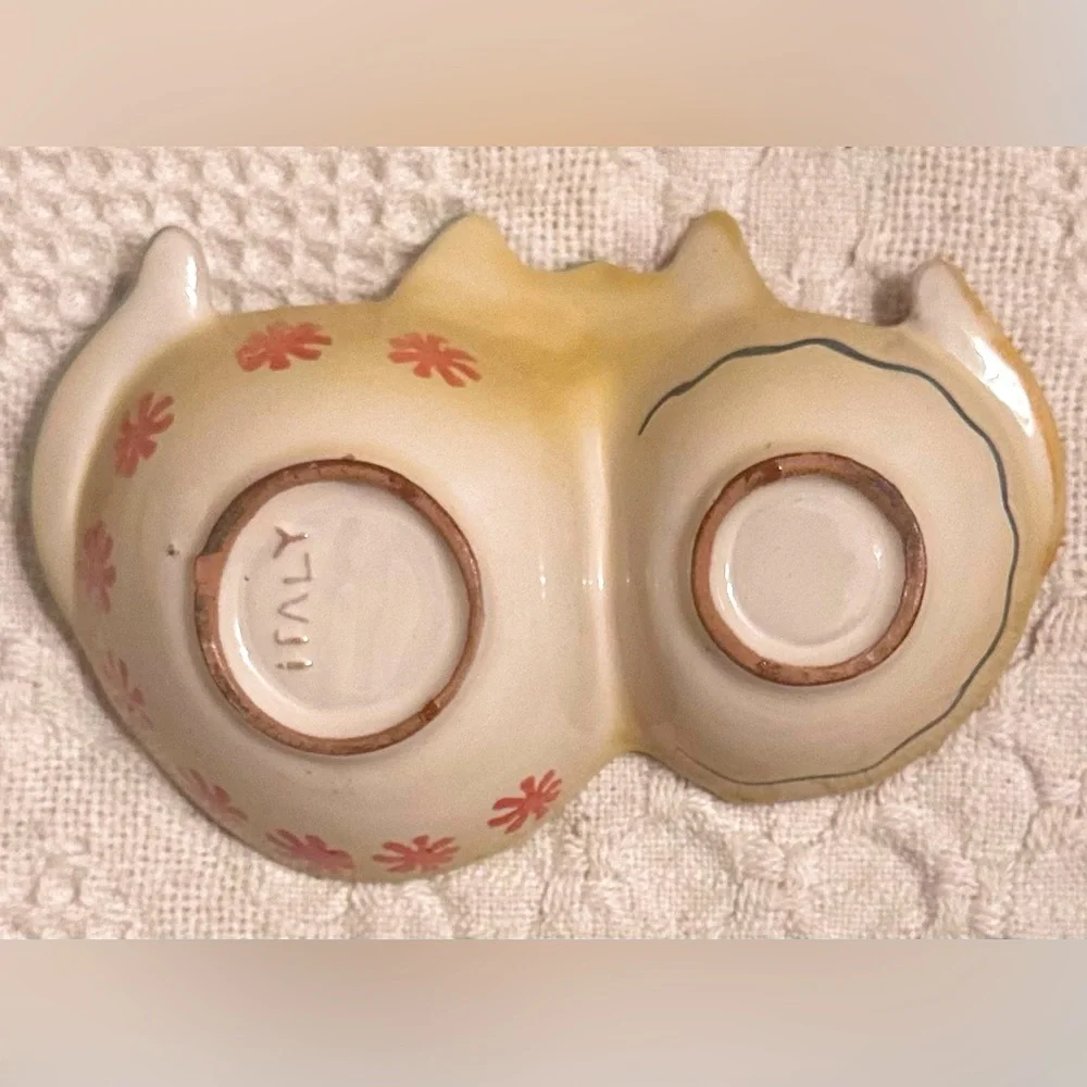 MODIGLIANI VIA CONDOTTI ROMA ITALY CAT DOUBLE BOWL POTTERY DISH NUT RELISH 6